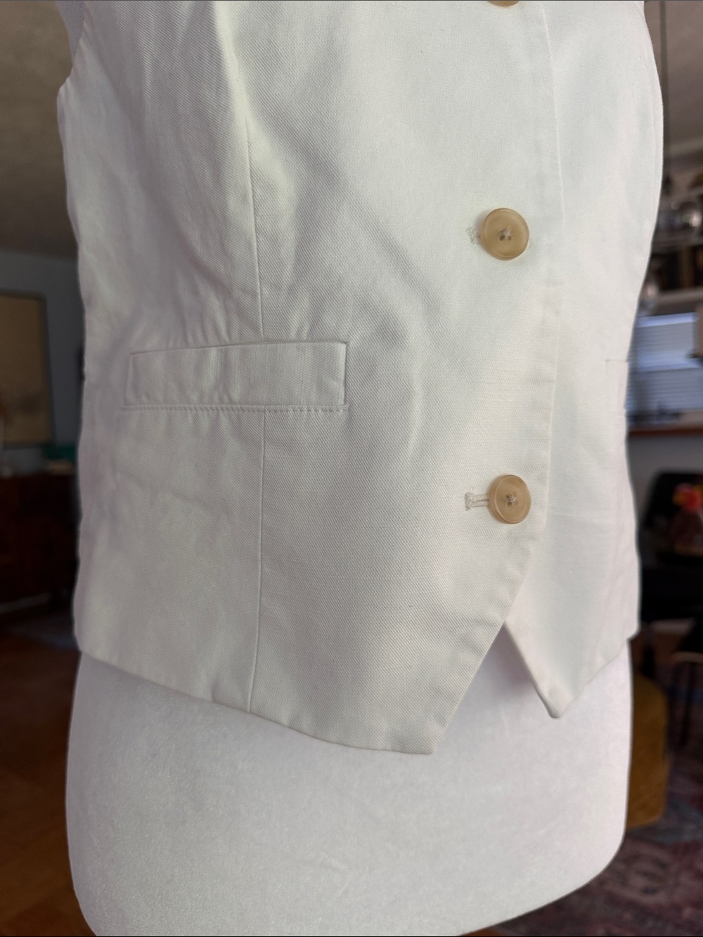 LOFT White Button Front Cotton Blend Vest Size Small - Picture 6 of 6